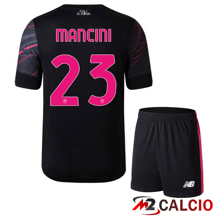 Maglie Calcio AS Roma (MANCINI 23) Bambino Terza Nero 2022/2023