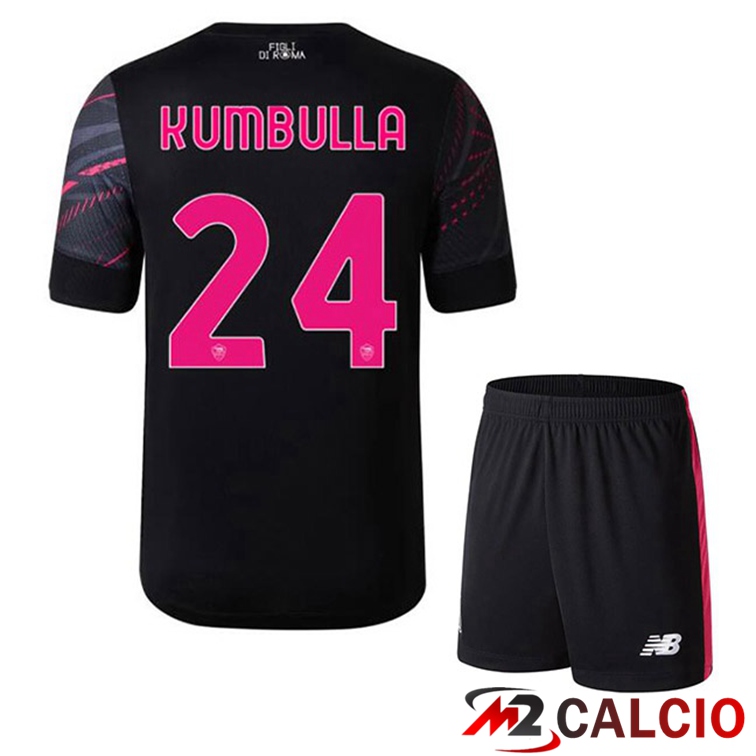 Maglie Calcio AS Roma (KUMBULLA 24) Bambino Terza Nero 2022/2023
