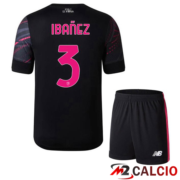 Maglie Calcio AS Roma (IBAÑEZ 3) Bambino Terza Nero 2022/2023