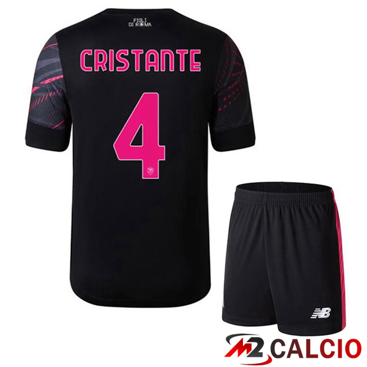 Maglie Calcio AS Roma (CRISTANTE 4) Bambino Terza Nero 2022/2023