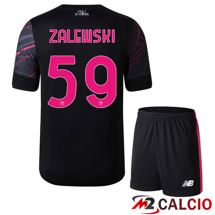 Maglie Calcio AS Roma (ZALEWSKI 59) Bambino Terza Nero 2022/2023