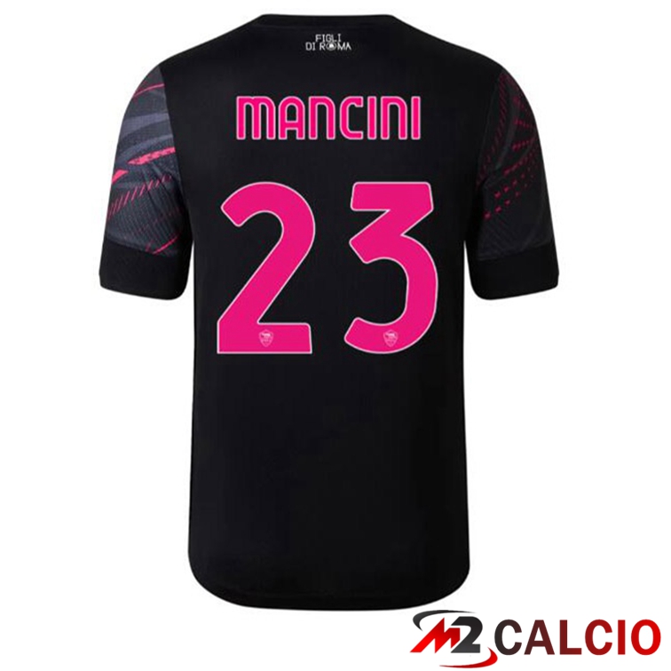 Maglie Calcio AS Roma (MANCINI 23) Terza Nero 2022/2023