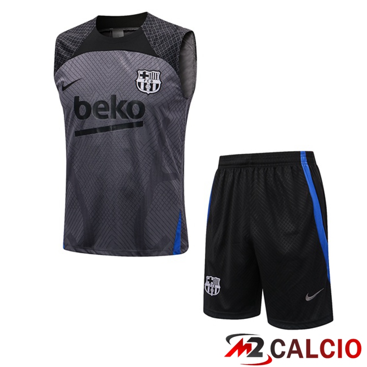 Canotta Calcio FC Barcellona + Shorts Grigio 2022/2023