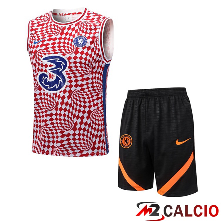 Canotta Calcio FC Chelsea + Shorts Rosso Bianco 2022/2023