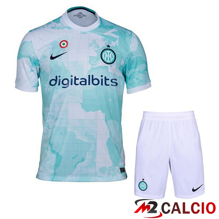 Maglie Calcio Inter Milan Bambino Seconda Bianco Verde 2022/2023