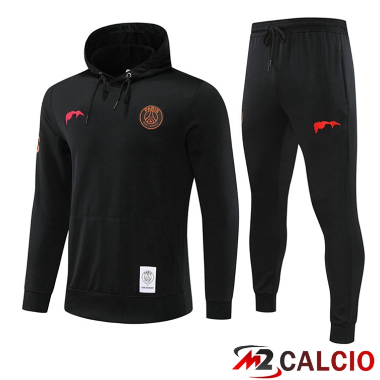 Insieme Giacca Con Cappuccio Tuta Paris PSG Nero 2022/2023