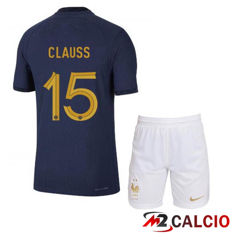 Maglie Calcio Francia (CLAUSS 15) Bambino Prima Blu Royal Coppa Del Mondo 2022