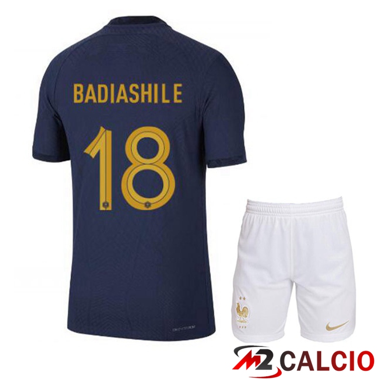 Maglie Calcio Francia (BADIASHILE 18) Bambino Prima Blu Royal Coppa Del Mondo 2022