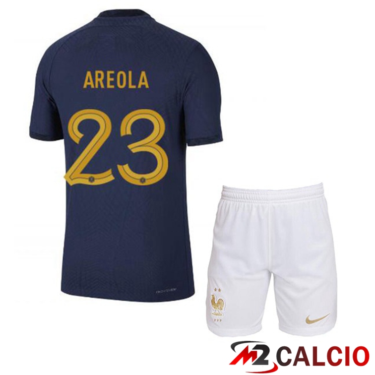 Maglie Calcio Francia (AREOLA 23) Bambino Prima Blu Royal Coppa Del Mondo 2022