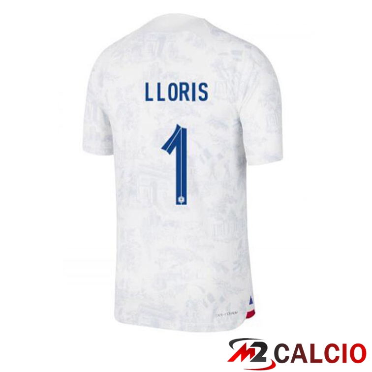 Maglie Calcio Francia (LLORIS 1) Seconda Bianco Coppa Del Mondo 2022