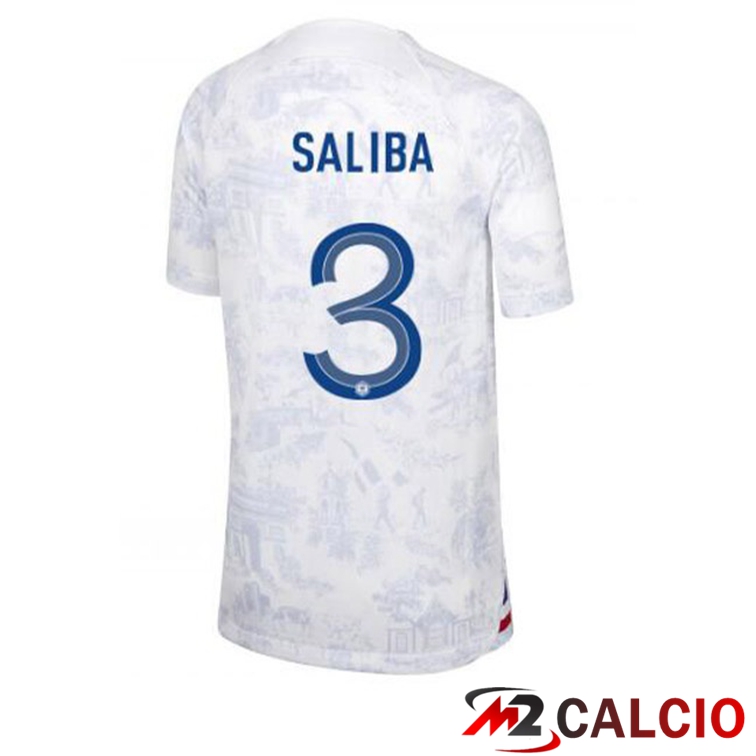 Maglie Calcio Francia (SALIBA 3) Seconda Bianco Coppa Del Mondo 2022