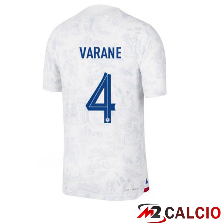 Maglie Calcio Francia (VARANE 4) Seconda Bianco Coppa Del Mondo 2022