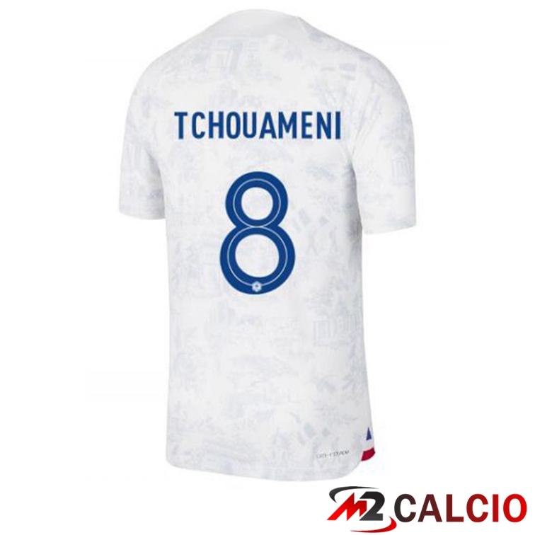 Maglie Calcio Francia (TCHOUAMENI 8) Seconda Bianco Coppa Del Mondo 2022