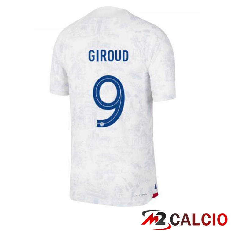 Maglie Calcio Francia (GIROUD 9) Seconda Bianco Coppa Del Mondo 2022