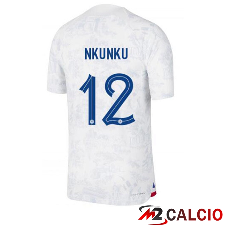 Maglie Calcio Francia (NKUNKU 12) Seconda Bianco Coppa Del Mondo 2022
