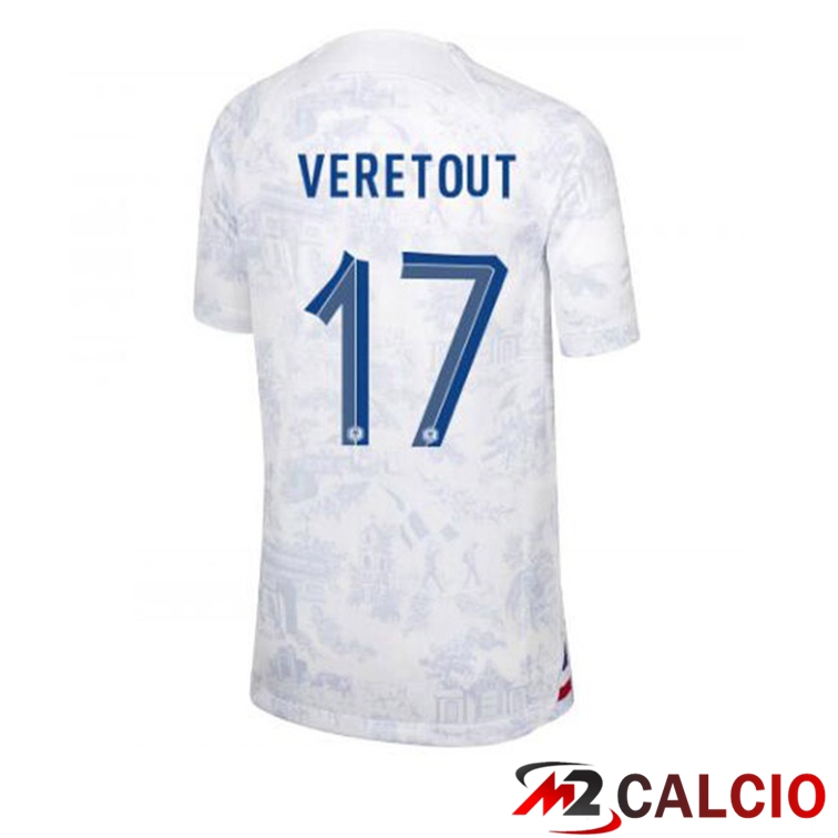 Maglie Calcio Francia (VERETOUT 17) Seconda Bianco Coppa Del Mondo 2022