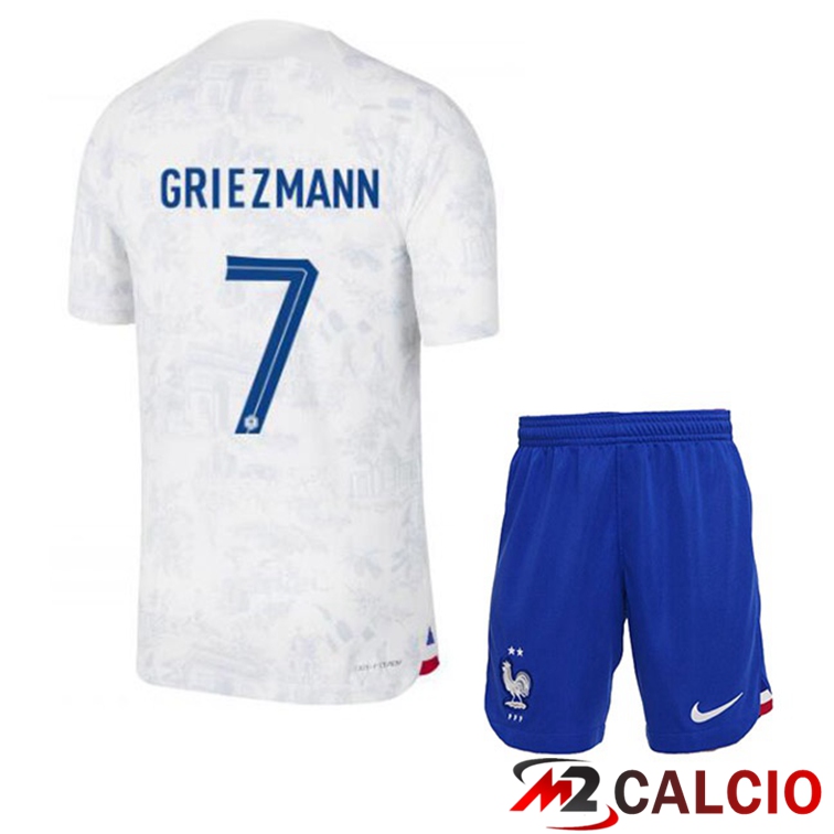 Maglie Calcio Francia (GRIEZMANN 7) Bambino Seconda Bianco Coppa Del Mondo 2022