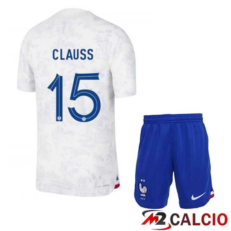 Maglie Calcio Francia (CLAUSS 15) Bambino Seconda Bianco Coppa Del Mondo 2022