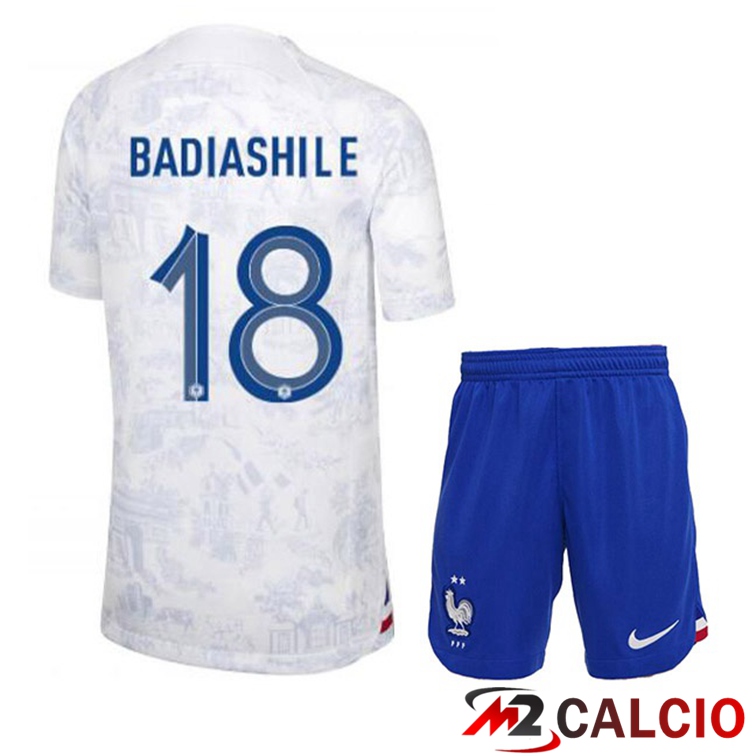 Maglie Calcio Francia (BADIASHILE 18) Bambino Seconda Bianco Coppa Del Mondo 2022
