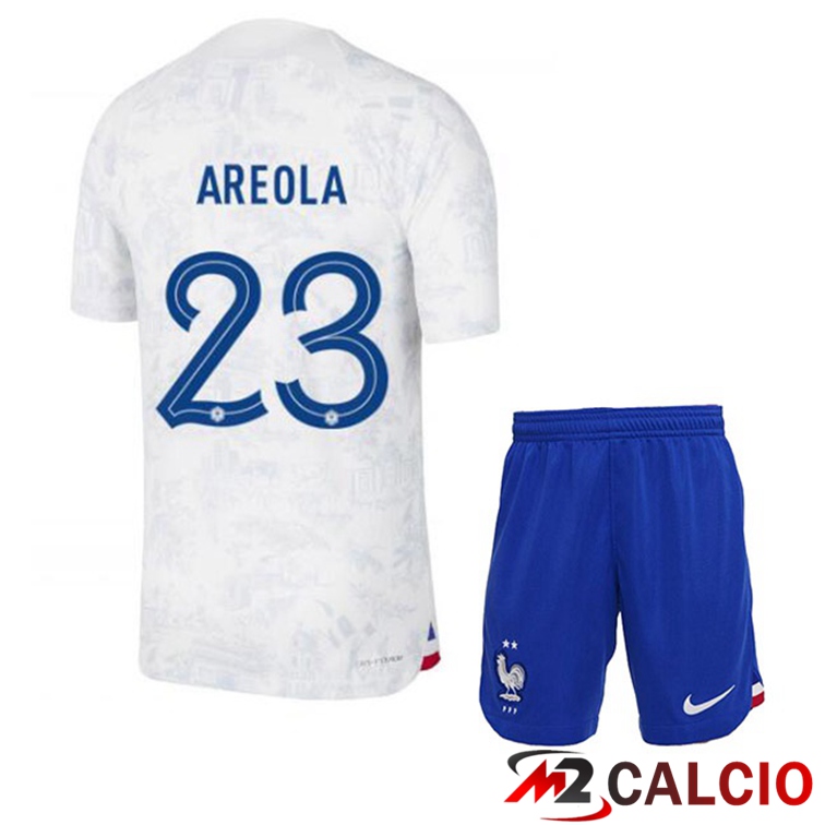 Maglie Calcio Francia (AREOLA 23) Bambino Seconda Bianco Coppa Del Mondo 2022