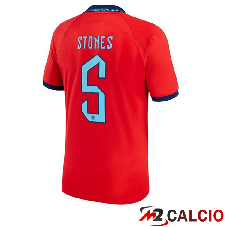 Maglie Calcio Inghilterra (STONES 5) Seconda Rosso Coppa Del Mondo 2022