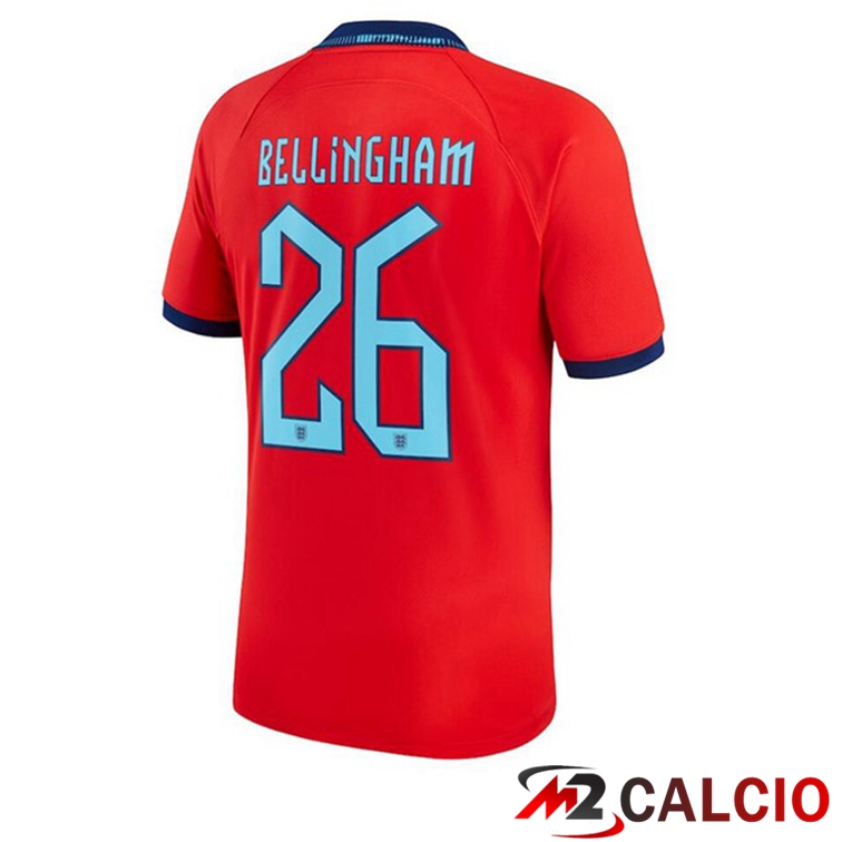 Maglie Calcio Inghilterra (BELLINGHAM 26) Seconda Rosso Coppa Del Mondo 2022