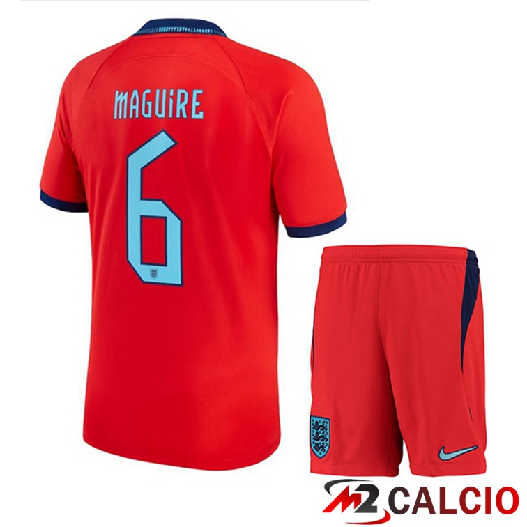 Maglie Calcio Inghilterra (MAGUIRE 6) Bambino Seconda Rosso Coppa Del Mondo 2022