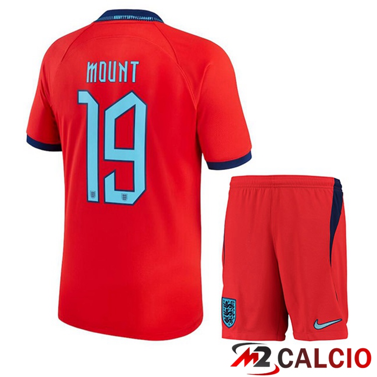 Maglie Calcio Inghilterra (MOUNT 19) Bambino Seconda Rosso Coppa Del Mondo 2022