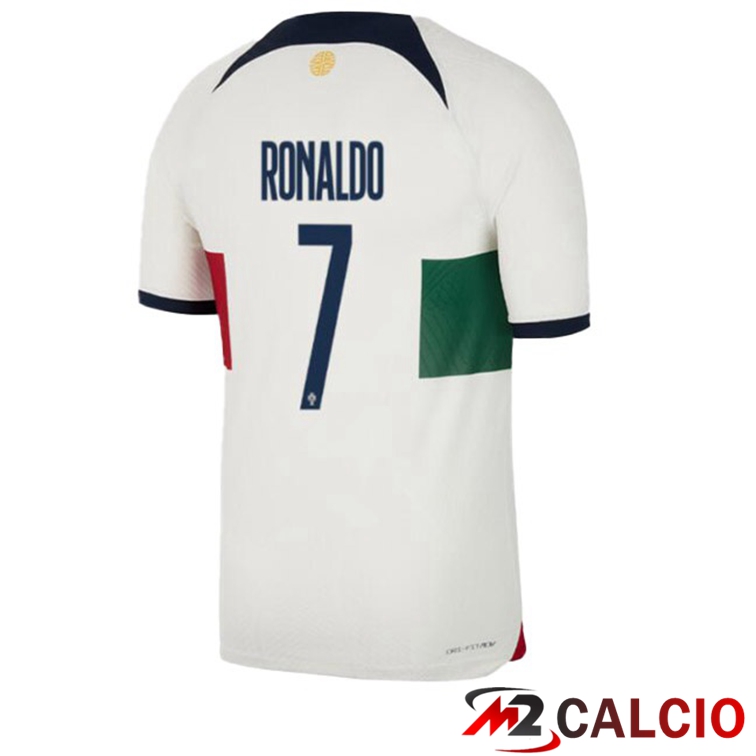 Maglie Calcio Portogallo (RONALDO 7) Seconda Bianco Rosso Coppa Del Mondo 2022