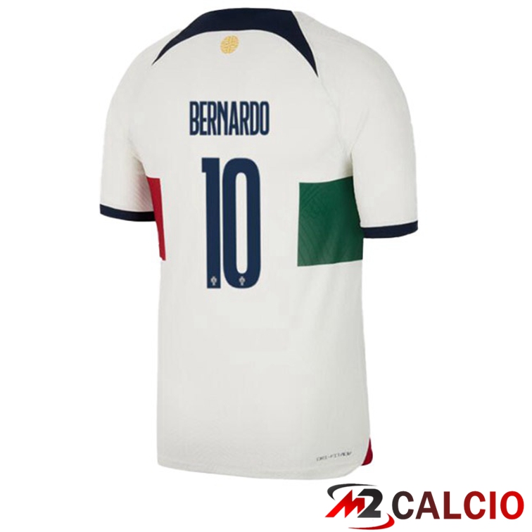 Maglie Calcio Portogallo (BERNARDO 10) Seconda Bianco Rosso Coppa Del Mondo 2022