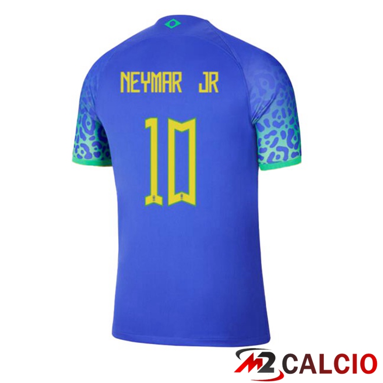 Maglie Calcio Brasile (NEYMAR JR 10) Seconda Blu Coppa Del Mondo 2022
