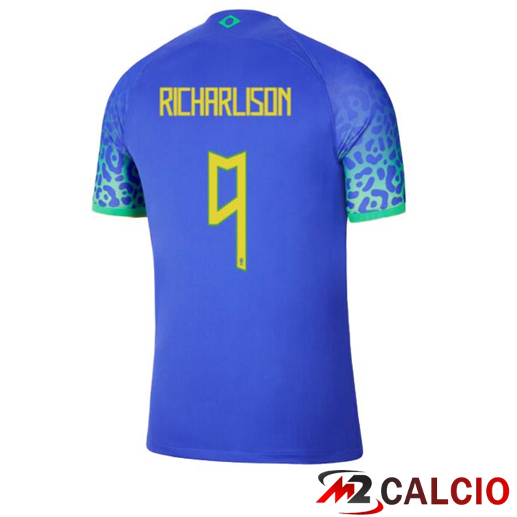 Maglie Calcio Brasile (RICHARLISON 9) Seconda Blu Coppa Del Mondo 2022