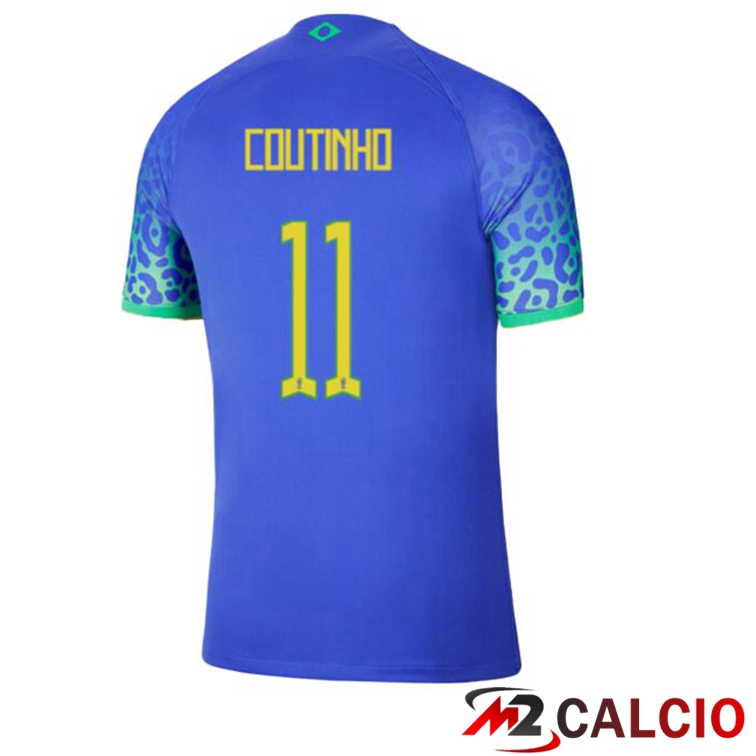Maglie Calcio Brasile (COUTINHO 11) Seconda Blu Coppa Del Mondo 2022