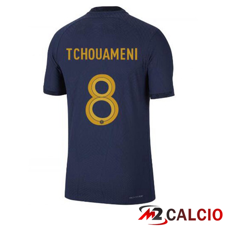 Maglie Calcio Francia (TCHOUAMENI 8) Prima Blu Royal Coppa Del Mondo 2022