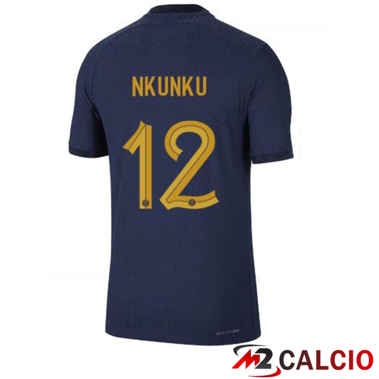 Maglie Calcio Francia (NKUNKU 12) Prima Blu Royal Coppa Del Mondo 2022