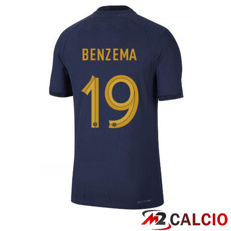 Maglie Calcio Francia (BENZEMA 19) Prima Blu Royal Coppa Del Mondo 2022