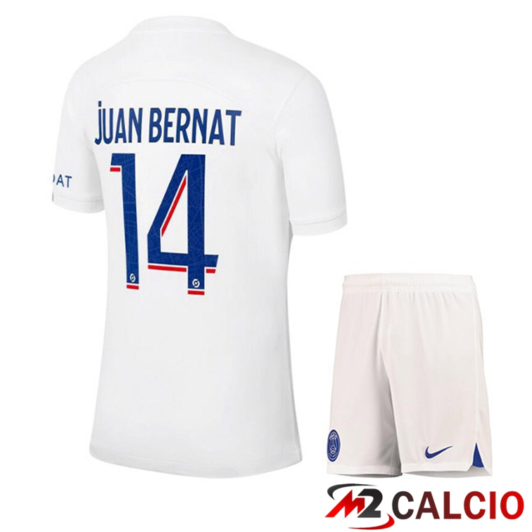Maglie Calcio Paris PSG (JUAN BERNAT 14) Bambino Terza Bianco 2022/2023