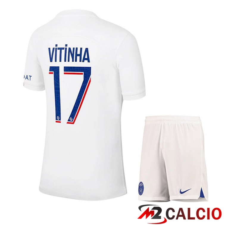 Maglie Calcio Paris PSG (VITINHA 17) Bambino Terza Bianco 2022/2023