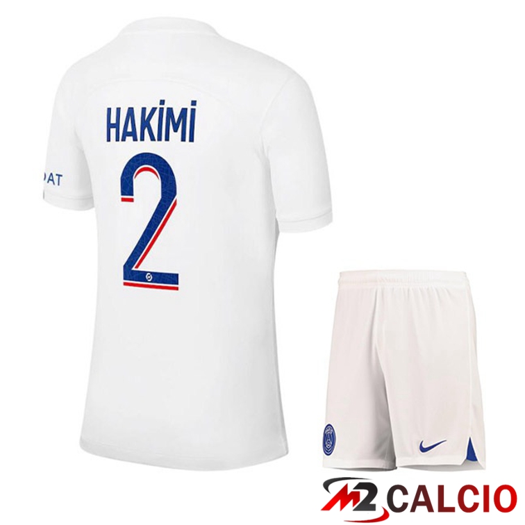 Maglie Calcio Paris PSG (HAKIMI 2) Bambino Terza Bianco 2022/2023