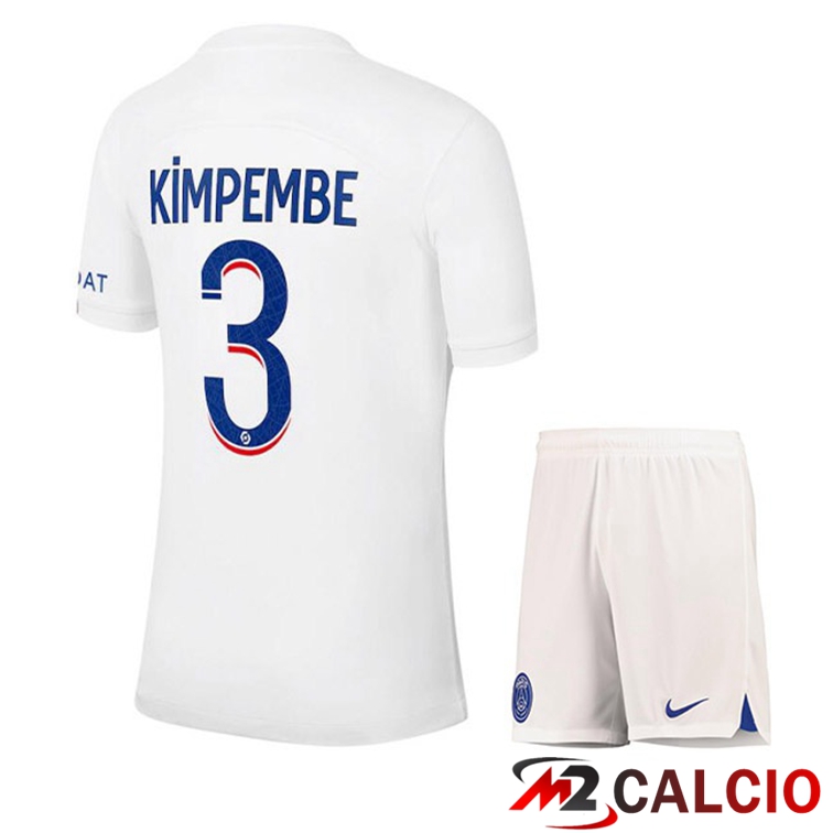 Maglie Calcio Paris PSG (KIMPEMBE 3) Bambino Terza Bianco 2022/2023