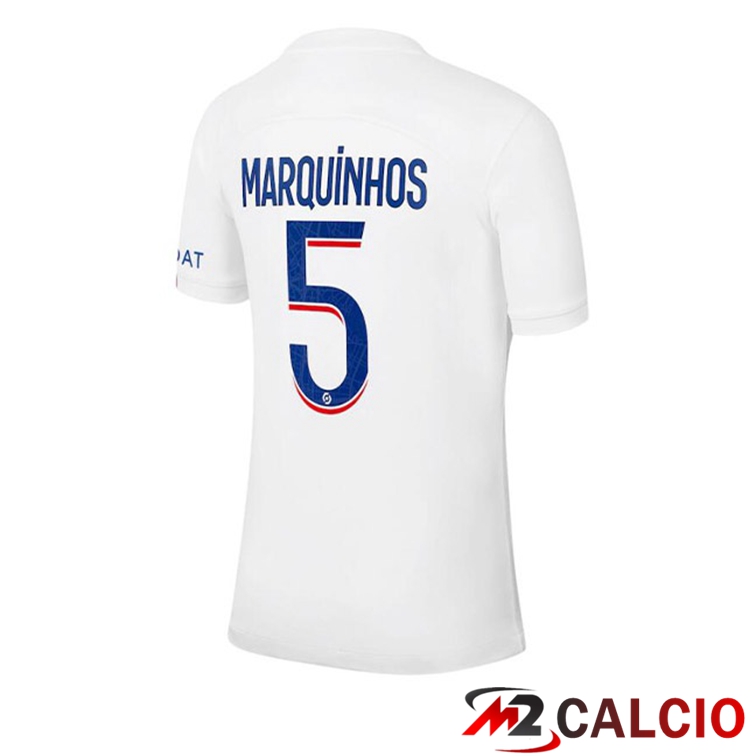 Maglie Calcio Paris PSG (MARQUINHOS 5) Terza Bianco 2022/2023