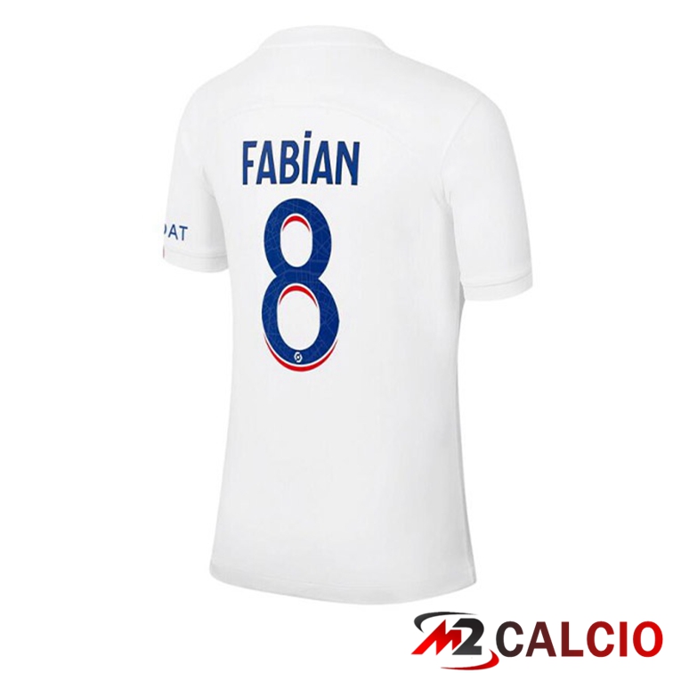 Maglie Calcio Paris PSG (FABIAN 8) Terza Bianco 2022/2023