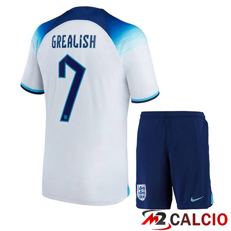 Maglie Calcio Inghilterra (GREALISH 7) Bambino Prima Bianco 2022/2023