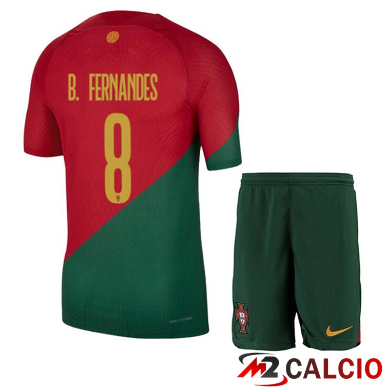 Maglie Calcio Portogallo (J. MOUTINHO 8) Bambino Prima Rosso Verde 2022/2023