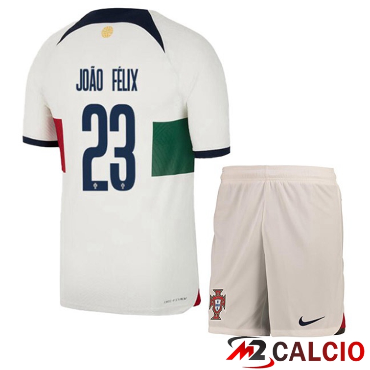 Maglie Calcio Portogallo (JOÃO FÉLIX 23) Bambino Seconda Bianco Rosso 2022/2023
