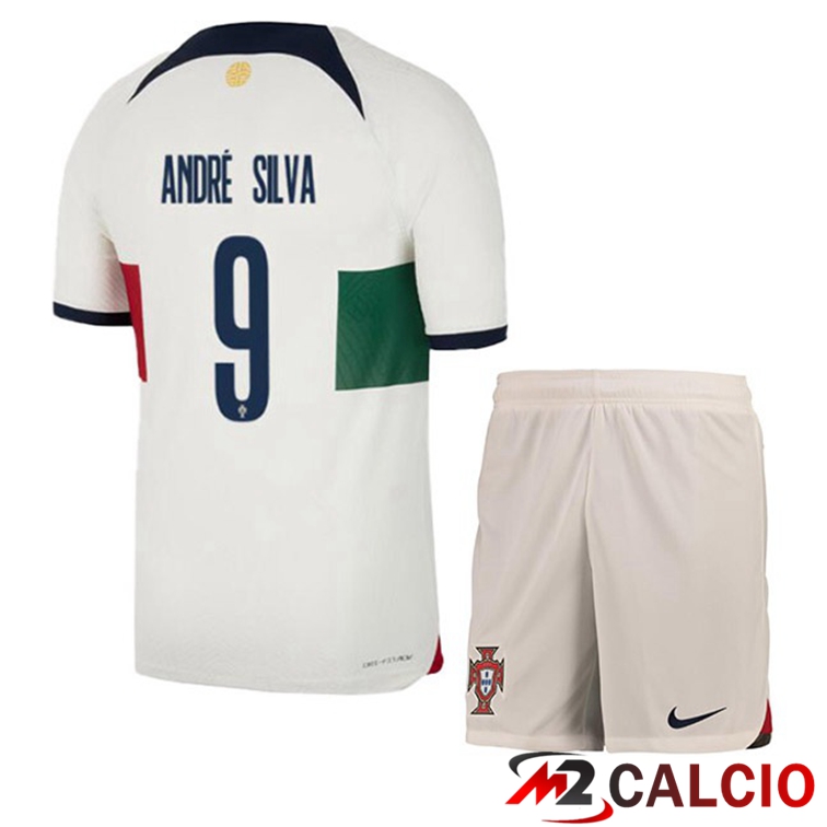 Maglie Calcio Portogallo (ANDRÉ SILVA 9) Bambino Seconda Bianco Rosso 2022/2023