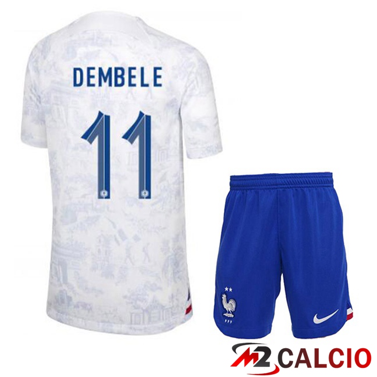 Maglie Calcio Francia (DEMBELE 11) Bambino Seconda Bianco 2022/2023