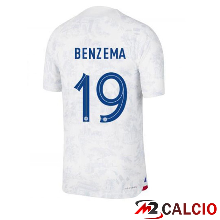 Maglie Calcio Francia (BENZEMA 19) Seconda Bianco 2022/2023