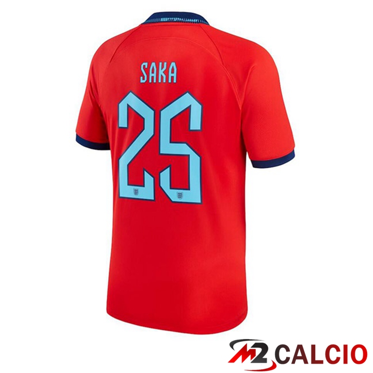 Maglie Calcio Inghilterra (SAKA 25) Seconda Rosso 2022/2023