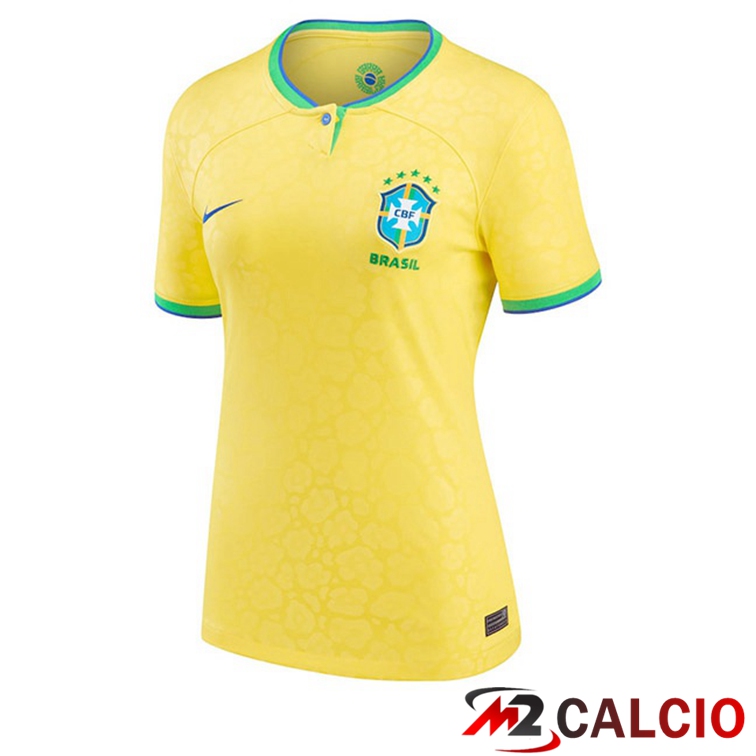 Maglie Calcio Brasile Donna Prima Giallo Coppa Del Mondo 2022